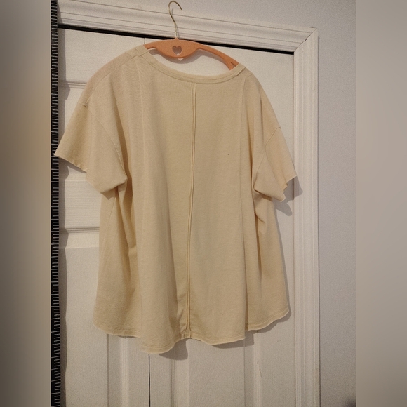 Women's Cream V-Neck Top Cropped Top - Picture 7 of 14